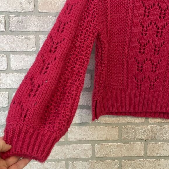 Alya Pink Dolman Sleeve Sweater Size S Open Knit - Picture 3 of 7